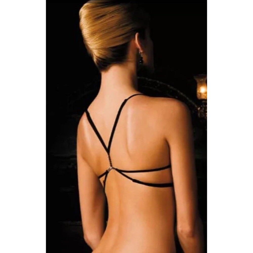 EA Lingerie Luxury Black Bra Size 32D Rhinestone Embellished Spider Style NWT